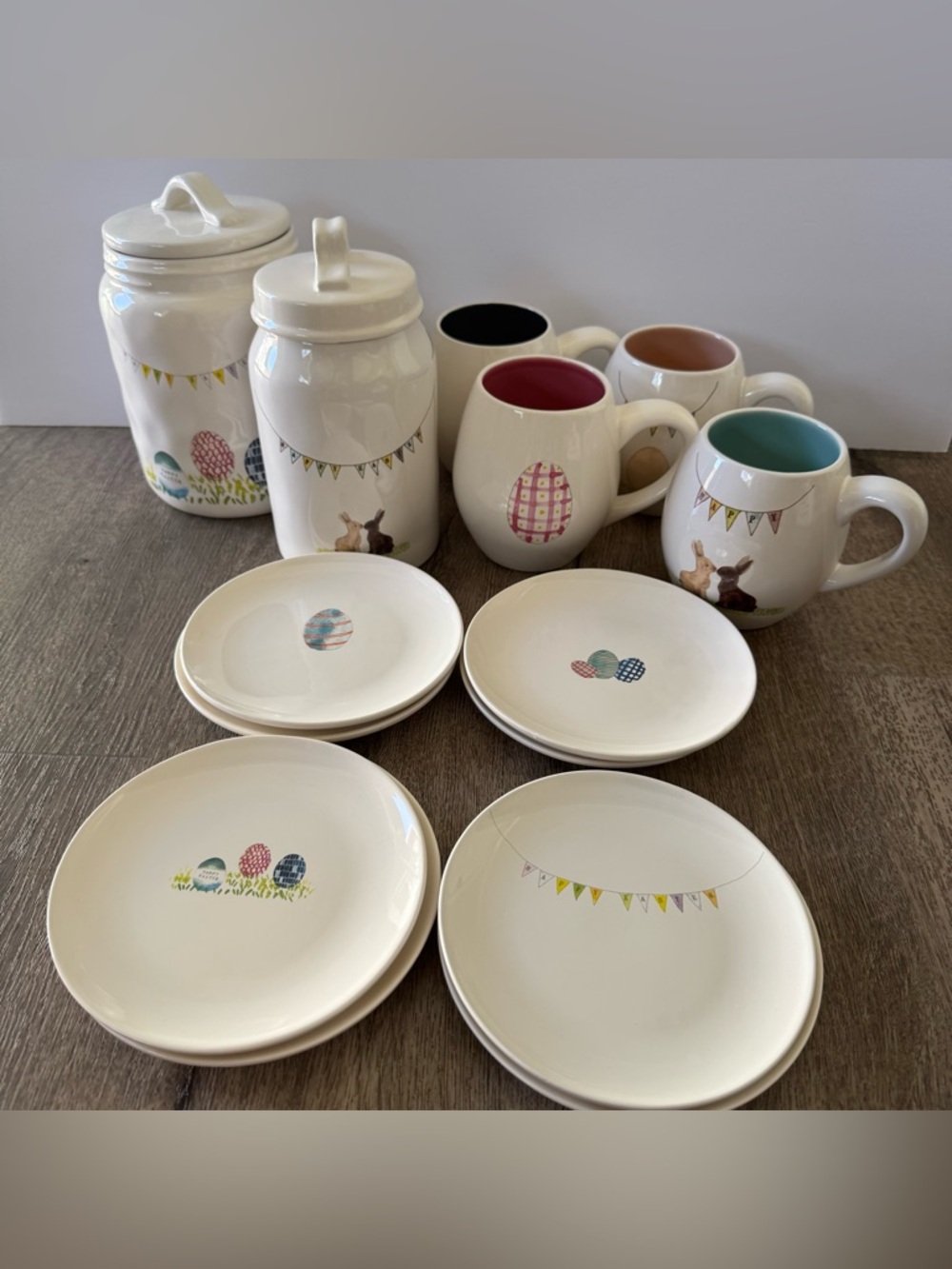 RARE Rae Dunn Easter Egg Matching Set 🐣 Mugs Plates Canisters Spring Decor HTF